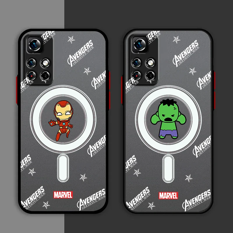 Marvel Cute Hero Cartoon Phone Case For Redmi Note 13 12 11 10 Pro Plus Pro S T 5G Matte Frosted Translucent Cover