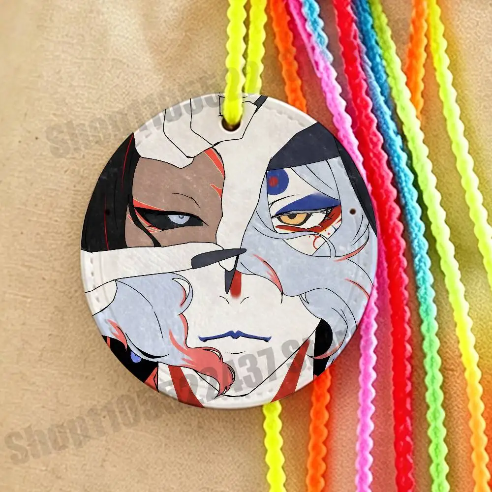 

Anime M-Mononoke Name Address Plate Leather Luggage Tag Chain for Fits Travel Bags Backpacks, Business Bags ID Straps