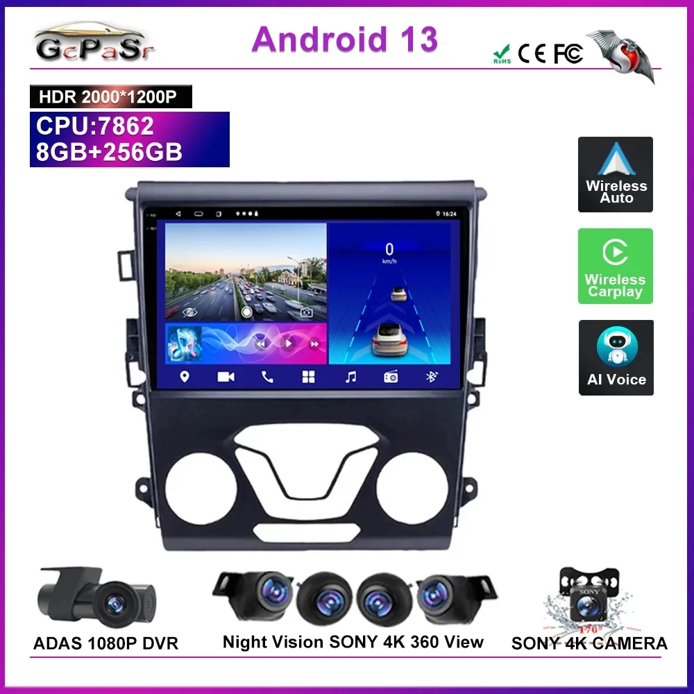 

Car Android For Ford Mondeo 5 Fusion 2012 - 2014 Radio Wireless Carplay Multimedia 5G QLED Screen Screen High-performance CPU