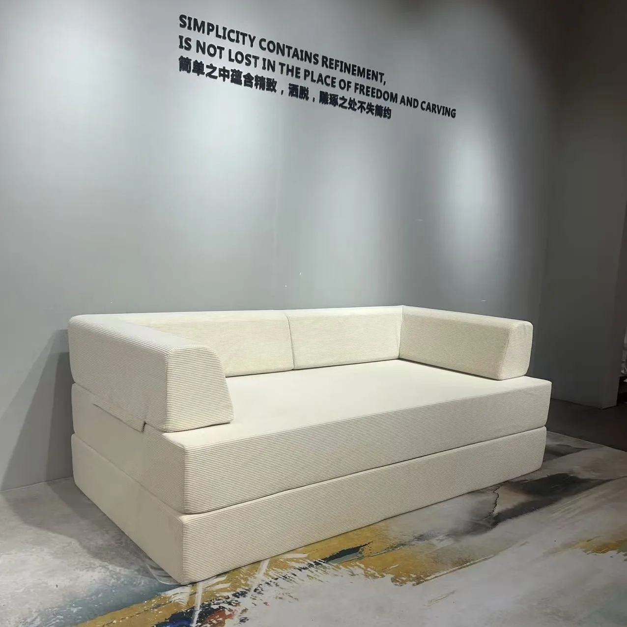 Fabric sofa living room small apartment rental room single double compression sofa dismantling and washing integrated dual-purpo