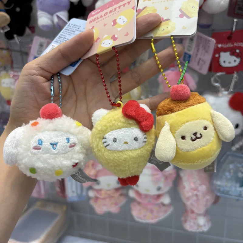 

Sanrio Food Series Plush Keychain In Stock Hello Kitty Cinnamoroll Pompompurin Cute Bag Charm Backpack Decor Gift