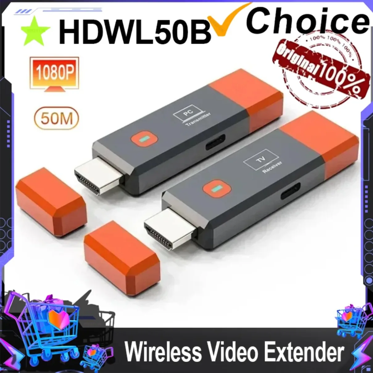 

Беспроводной HDMI-совместимый видеопередатчик, приемник-удлинитель, ТВ-приемник, адаптер для ПК, камеры, ноутбука, проектора, монитора ТВ