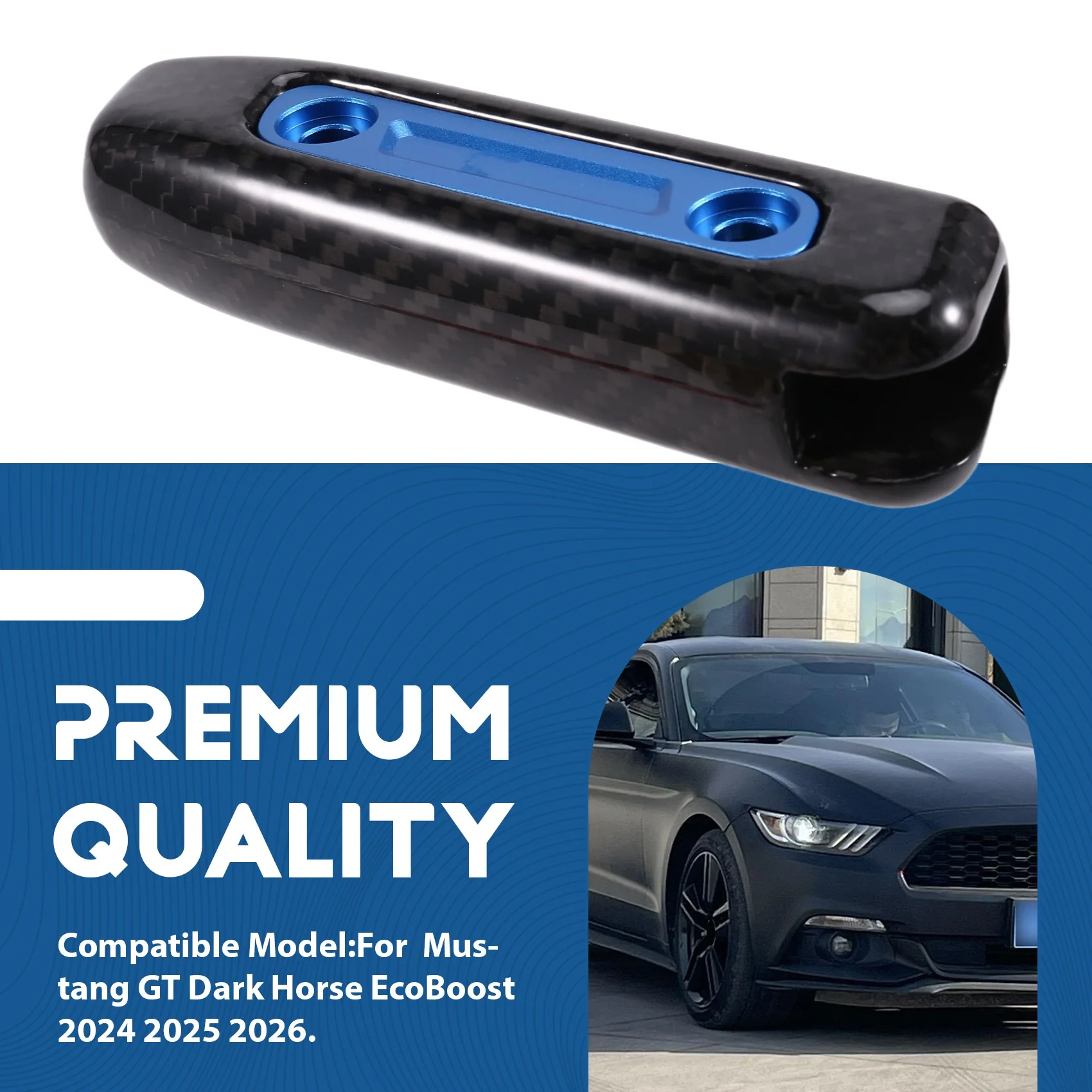 

AB16-Real Hard Carbon Fiber For Ford Mustang GT 2024 2025 2026 Ecoboost Dark Horse Car Handbrake Grip Trim Cover