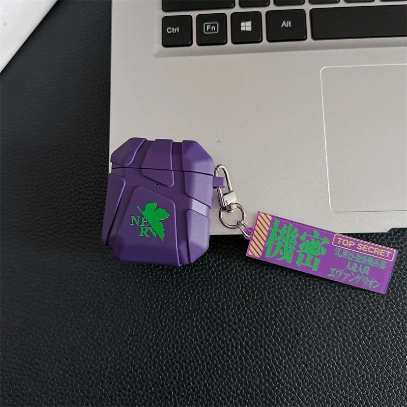 For Airpods Pro 2 Case,3D EVANGELION Anime TPU Shockproof Earphone Cover For Airpods 4 3 2 1 Cover With Keychain Funda