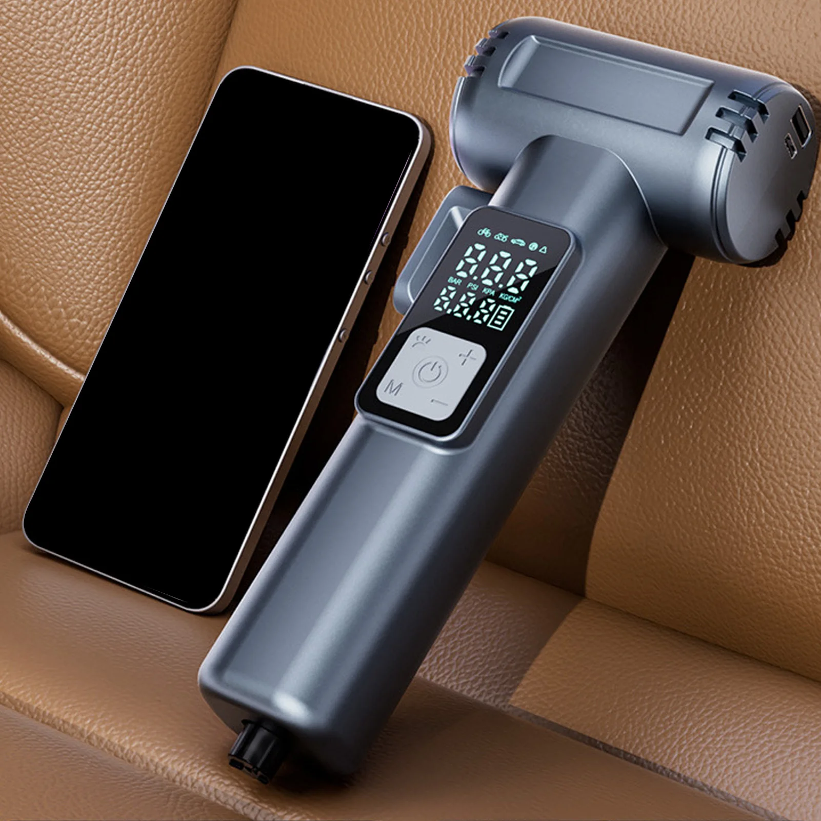 Cordless Air Pump for Car Tires Automatic Shut Off Portable Tire Inflator with Digital Pressure Gauge for Motorcycle Ball Bike