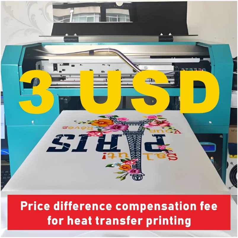 3 USD Tarifa de compensación de diferencia de precio para impresión por transferencia de calor