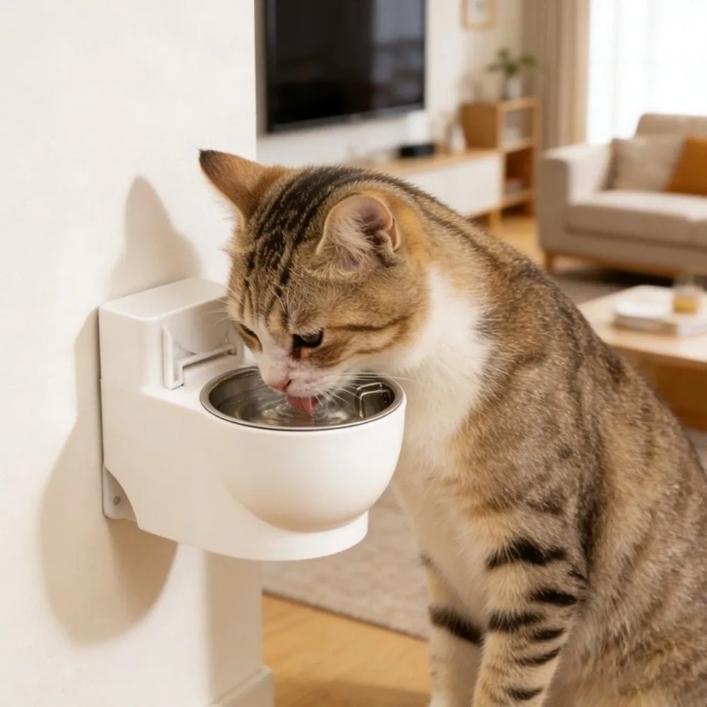 

Wall-Mounted Toilet Shaped Cat Water Dispenser Stainless Steel Simulation Closestool Dog Drinking Bowl Split Design With Lid