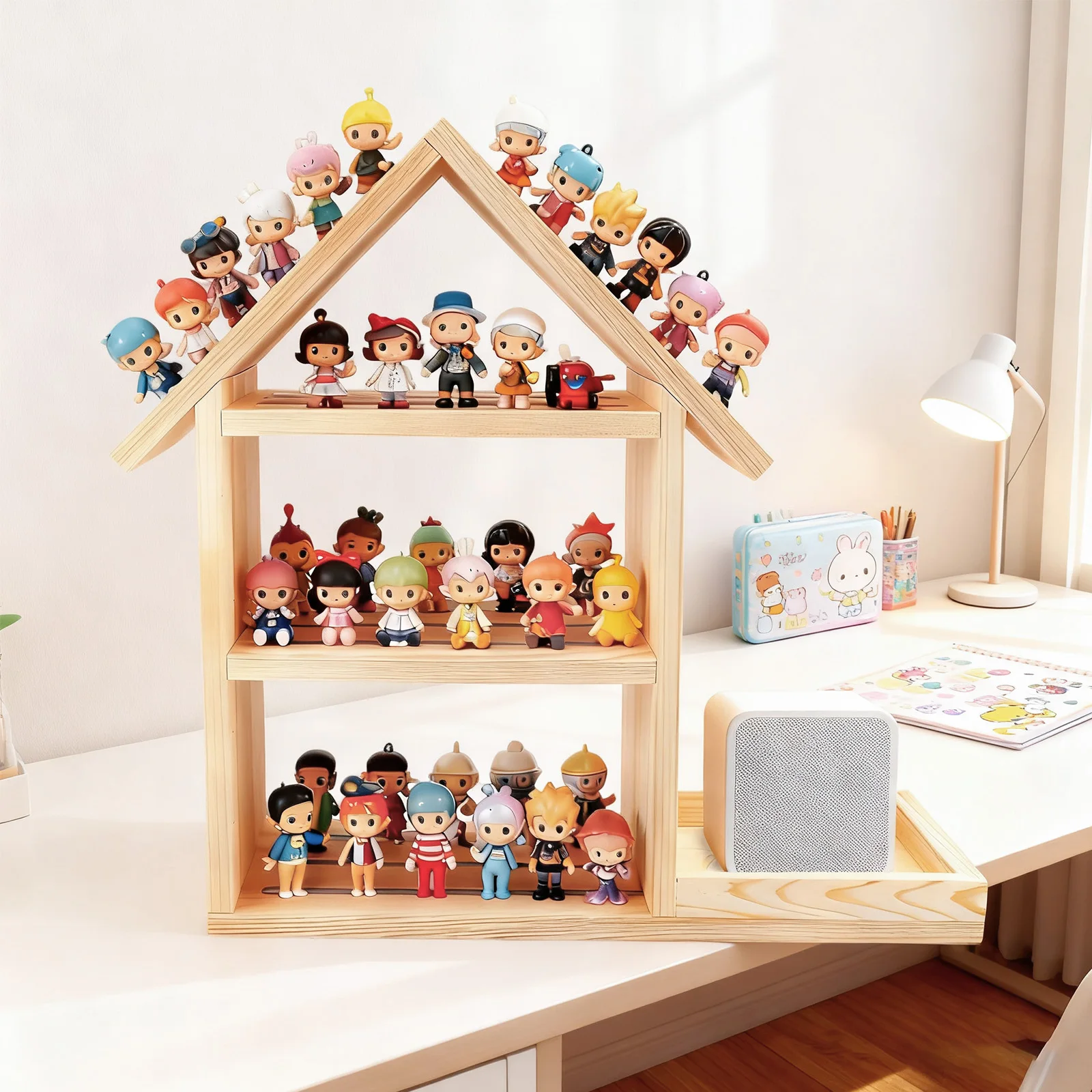 Étagère Toniebox pour chambre d'enfant, en forme de maison, jusqu'à 85 Tonies, étagère magnétique pour Tonie Box + figurines, étagère pour garçons et filles