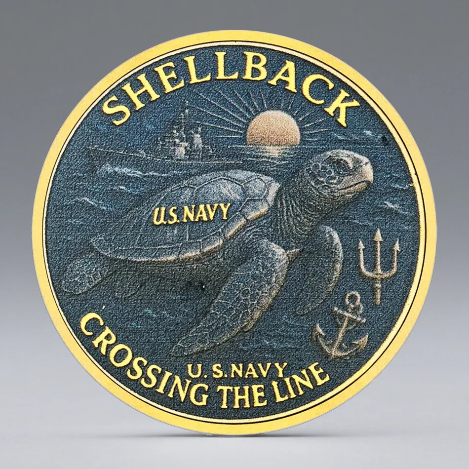 نمط جديد Shellback البحرية مطلية بالذهب جمع عملة معبر الخط تذكارية عملة ديكور المنزل #2