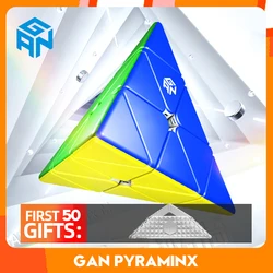 GAN piraminx magneti Gan piraminx M 3 x3x3 UV Speed Magnetic Pyramid Puzzle cubo triangolare senza adesivo con chies Extra