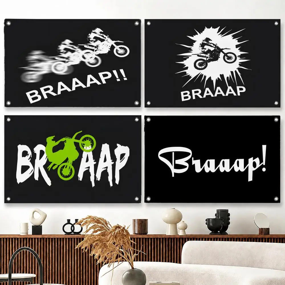 Pattern Motocross Braaap Flags flag Suitable For Party Club Outdoor Interior Wall Decoration Banner Fans Gift