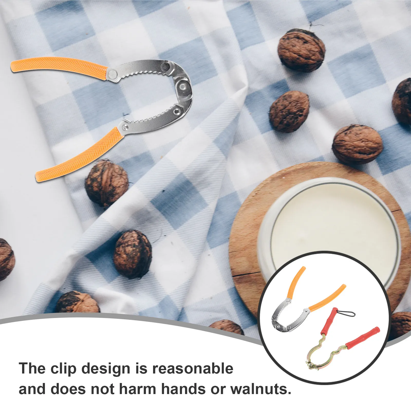 2Pcs Nut Crackers Walnut Opener Tool Heavy Duty Metal Kitchen Gadget Ergonomic Portable Nutcracker for Walnuts Pecans Almonds