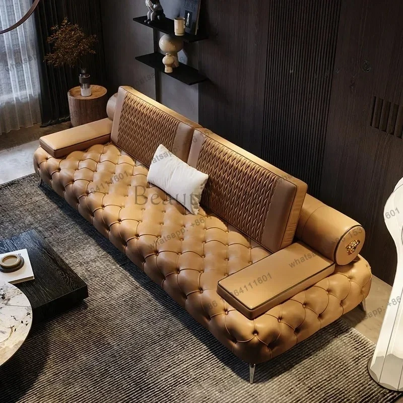 Armrest Large Filler Sofas European Brown Wood Modern Floor Salon Couch Recliner Luxury Nordic Divano Soggiorno Home Furniture