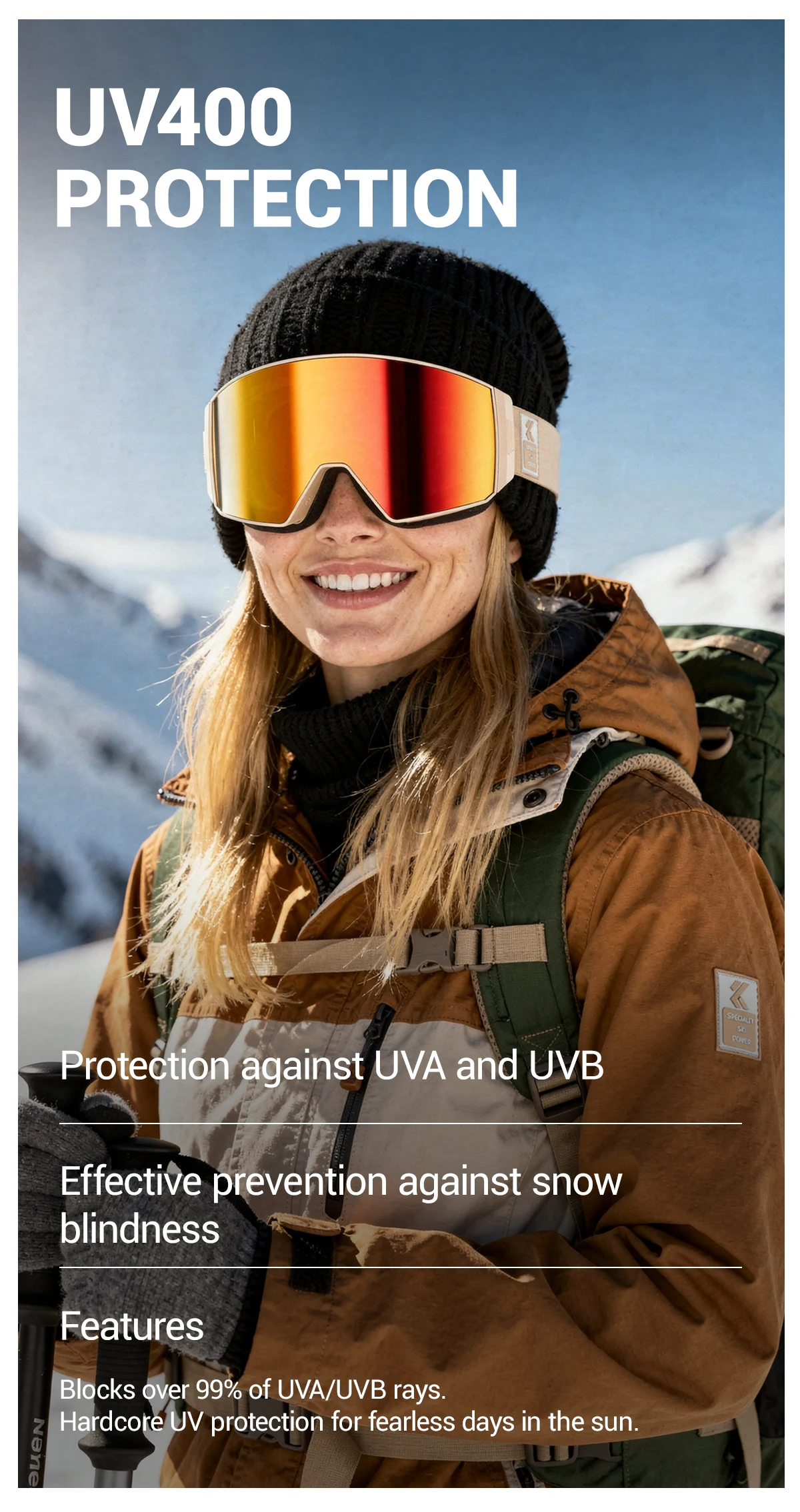 Kapvoe Photochrome Skibrille mit Magnetischen Antibeschlag-Gläsern UV400-Schutz für Männer und Frauen Skibrille Schnee-Sonnenbrille Sportbrille – Detail 13