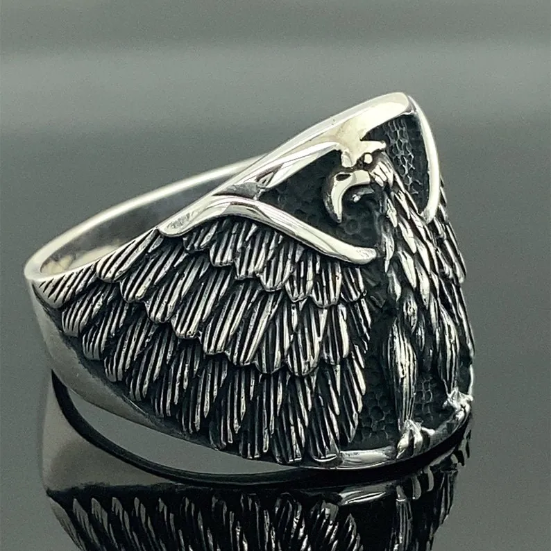 

Men Eagle Signet Ring , Sterling Silver Double Headed Eagle Ring , Animal Ring , 925k Sterling Silver Ring , Gift For Him