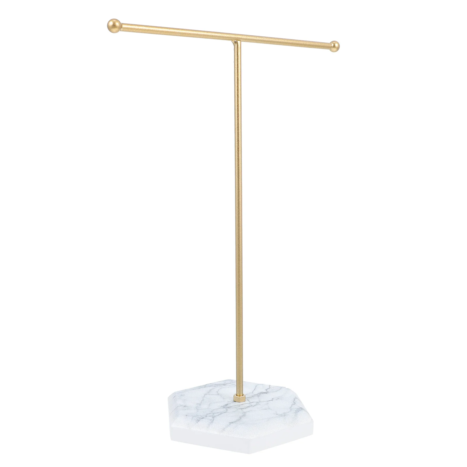 حامل عرض القرط على شكل حرف T حامل مجوهرات رف تخزين حرفي حديدي قاعدة رخامية مقاومة للاهتراء للاستخدام المتكرر في المنزل أو المتجر