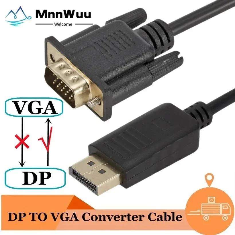 1080P DisplayPort Display Port DP To VGA Adapter Cable 1.8m Male To Male Converter for PC Computer Laptop HDTV Monitor Projector