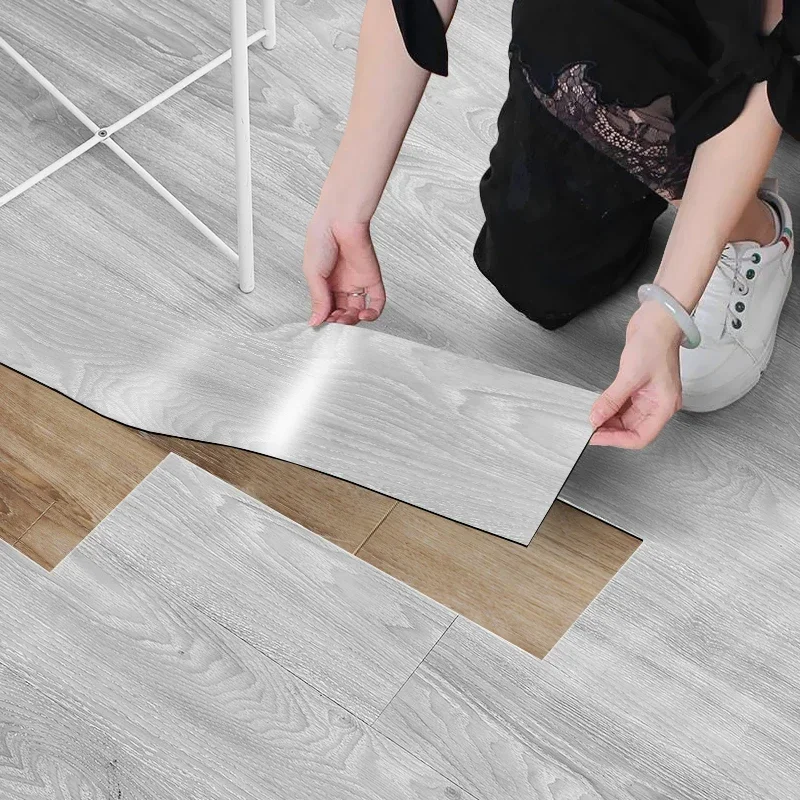 Wood Grain Floor Stickers Modern XPE Foam Wall Sticker Waterproof Self-adhesive for Living room Toilet Kitchen Home Floor Decor