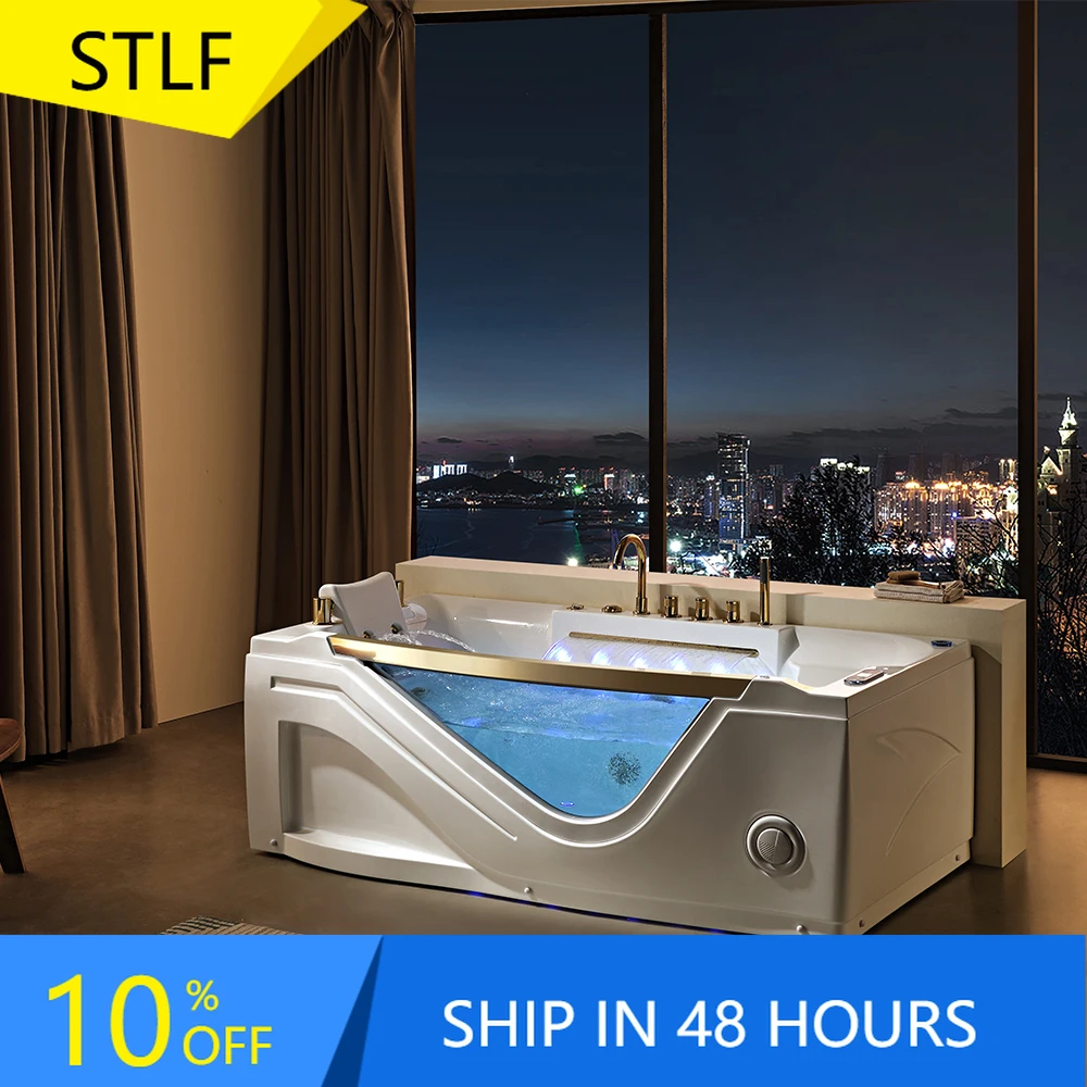 

STLFFactory Direct Custom Rectangular Comfortable Spa Whirlpool Large Standalone Indoor Massage Bath Soaking Bathtub
