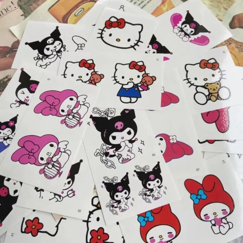 Sanrio Cartoon Characters Kuromi Hello Kitty Children Temporary Tattoos Cute Waterproof and Durable Color Tattoo Sticker Gifts