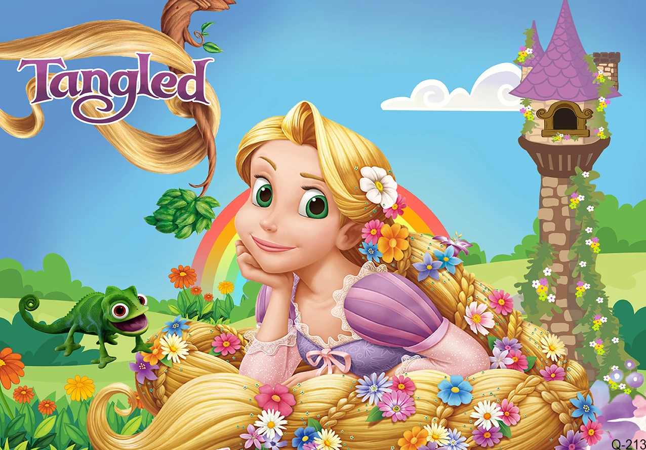 خلفيات للأميرة رابونزيل متشابكة من Disney للبنات خلفيات مخصصة لحفلات أعياد الميلاد وكعك استحمام للأطفال وخلفيات للتصوير