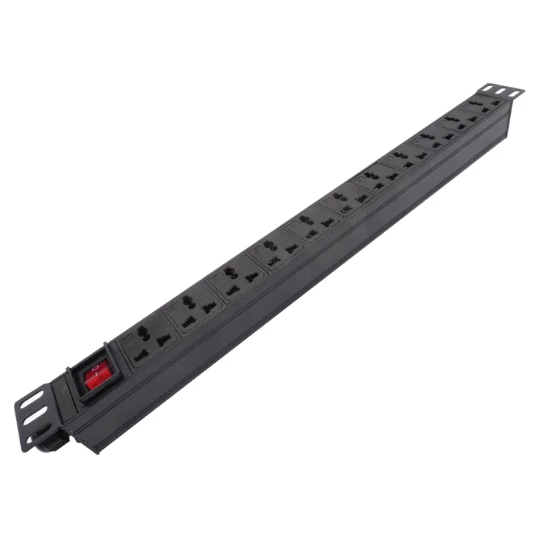 

PDU Power Strip 10A Universal Socket 1U 9 Unit Network Cabinet Rack Aluminum alloy housing Surge protection socket