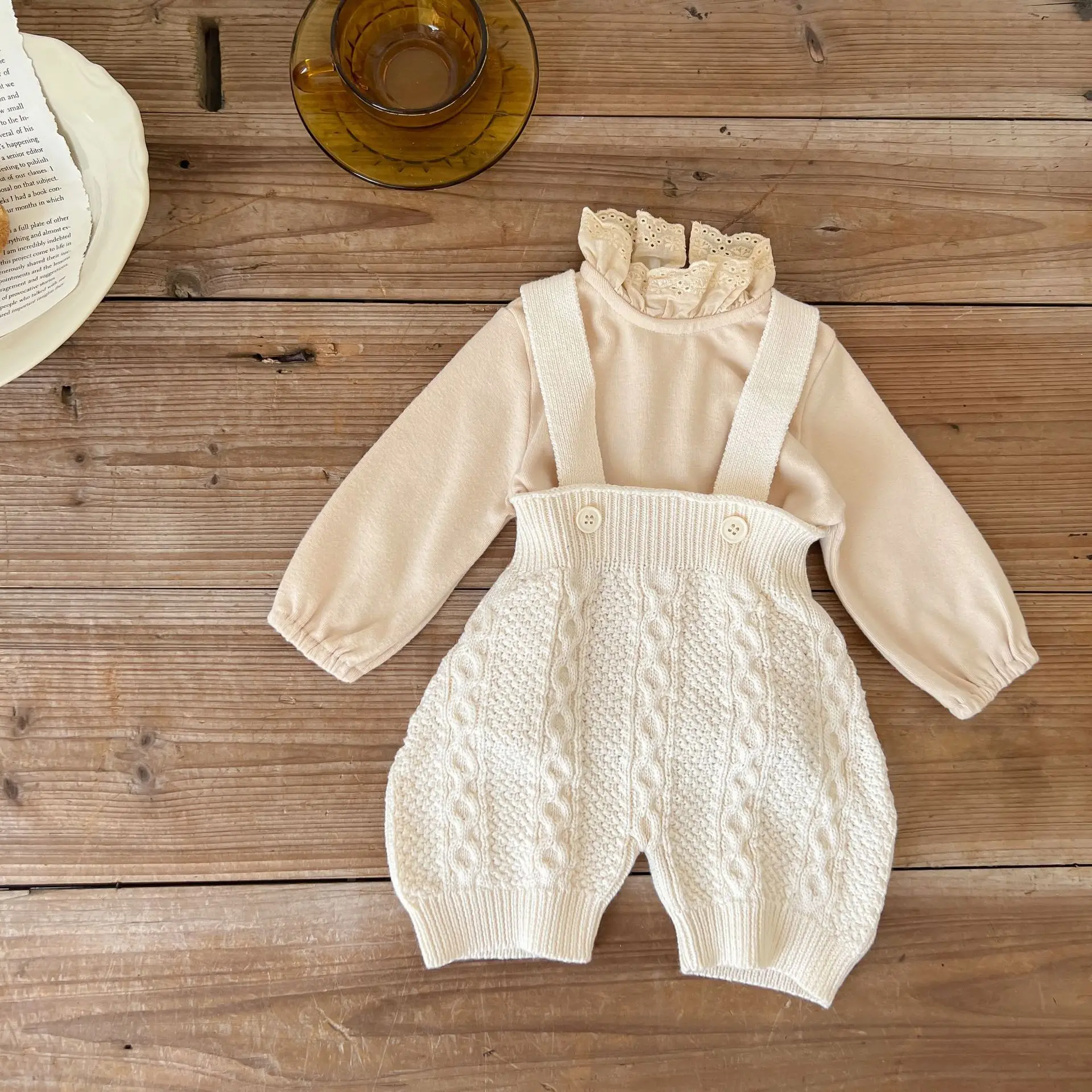 Baby Boys and Girls Knitting Suspenders Cotton Yarn Fried Dough Twists Suspenders One-piece Jumpsuit 5