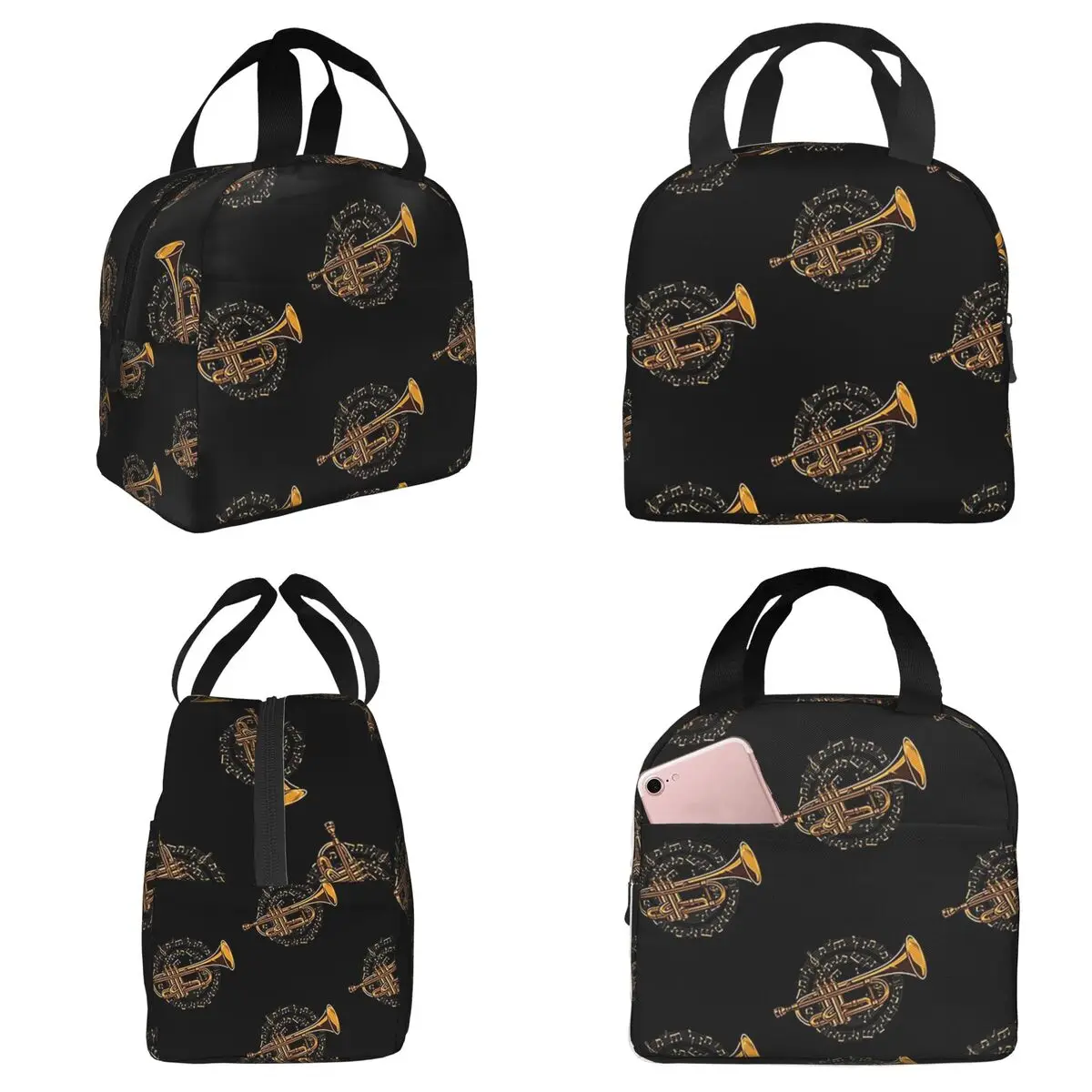 Trumpet Trumpeter Sheet Music - Trumpet Player Musician Insulated LunchBag for Women Office CoolerThermal Food Box Tote Portable