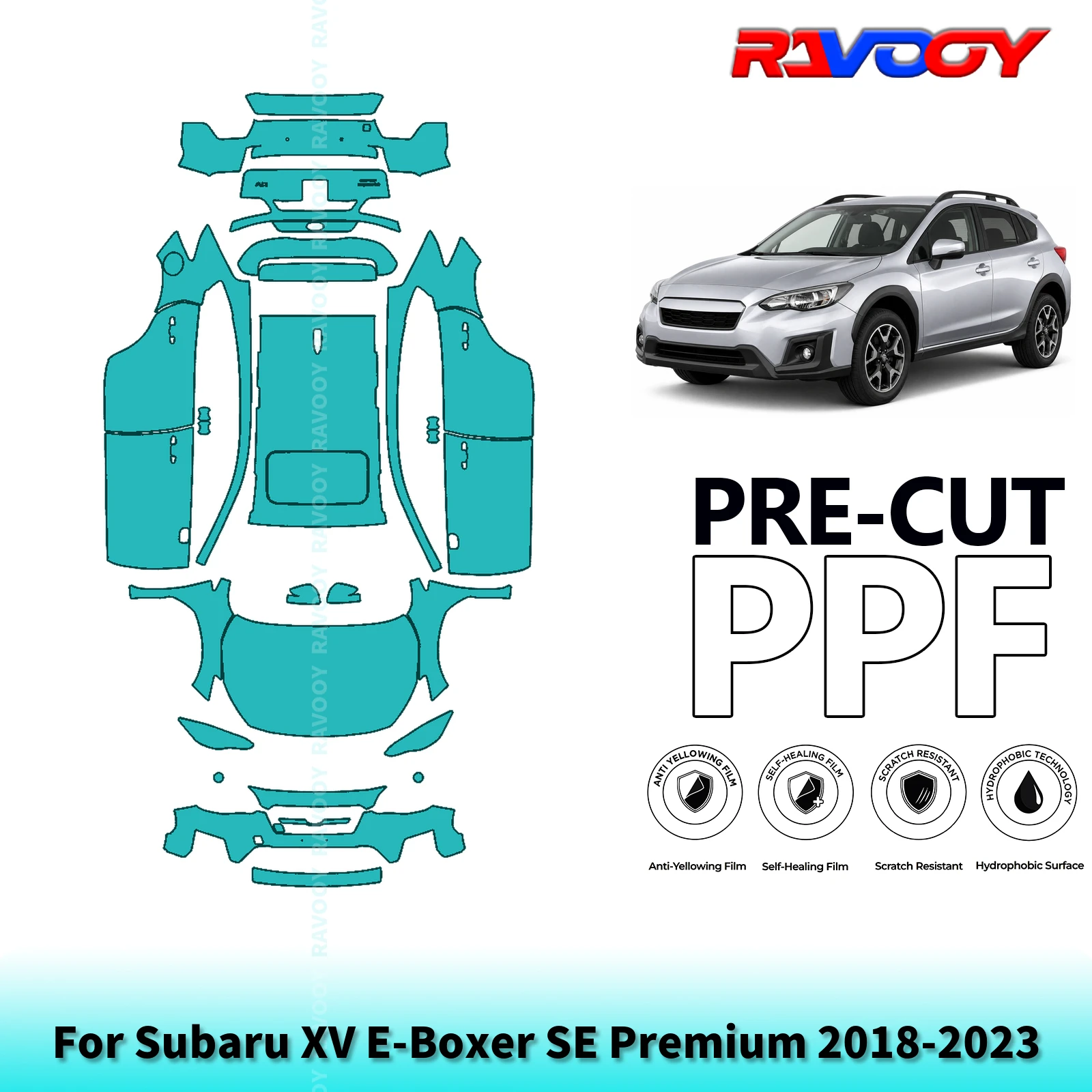 For Subaru XV E-Boxer SE Premium 2018-2023 Full Body 8.5Mil Pre-Cut Paint Protection Film PPF Stone Chip Kit | Clear/Matte/Black