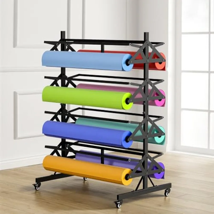 

Держатель для рулонов бумаги повышенной прочности для крафт-бумаги, бумаги для упаковки мяса и рукоделия, рулоны шириной 36 дюймов и диаметром 9 дюймов, мобильный органайзер на колесиках с резаком