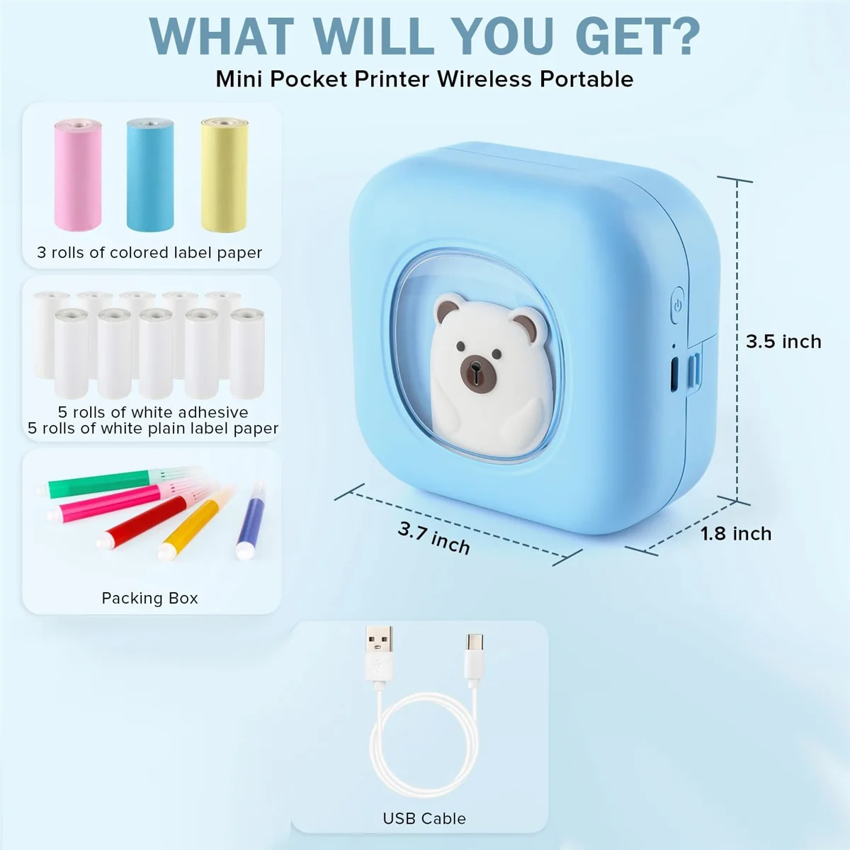 

Популярный портативный беспроводной фотопринтер для термобумаги Bluetooth для кармана