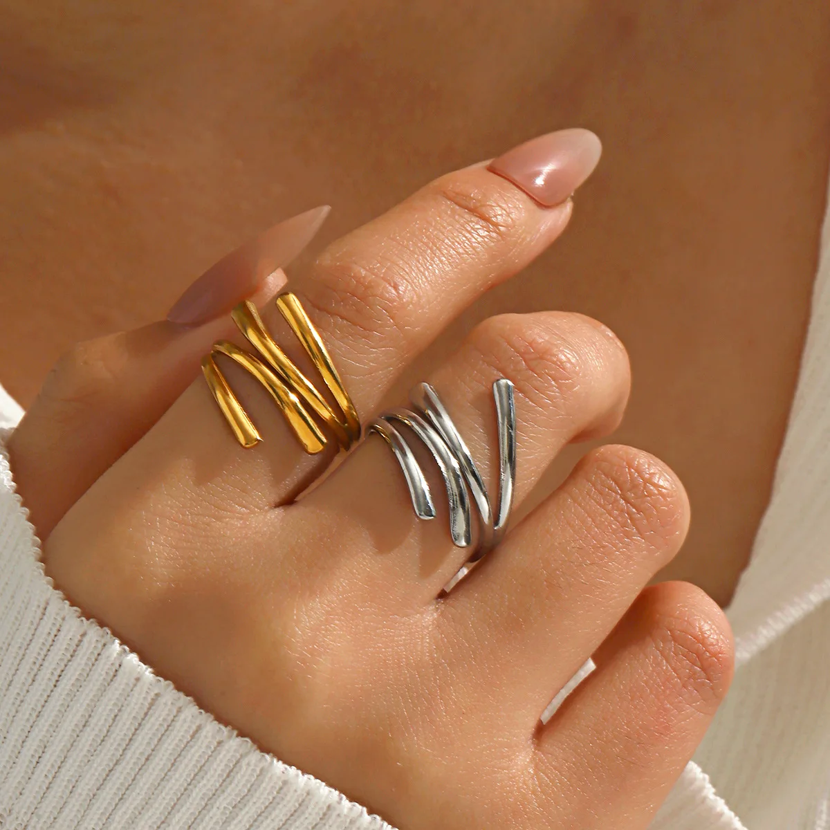 Fashionable Enamel Flower Stainless Steel Adjustable Open Finger Ring for Women Love Heart Designer Luxury Jewelry Wholesale