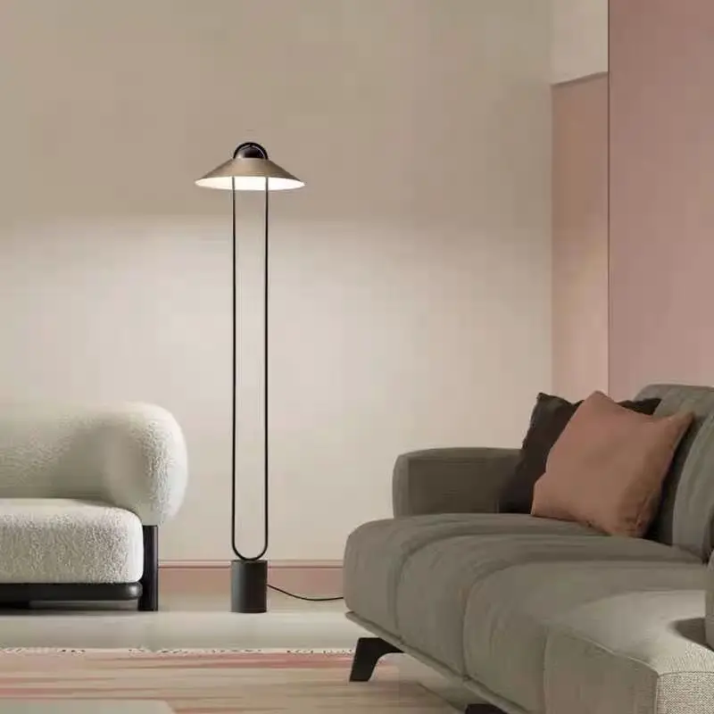 

Modern Minimalist Living Room Electroplated Bamboo Hat Vertical Lamp Designer Creative Model Room Bedroom Floor Light