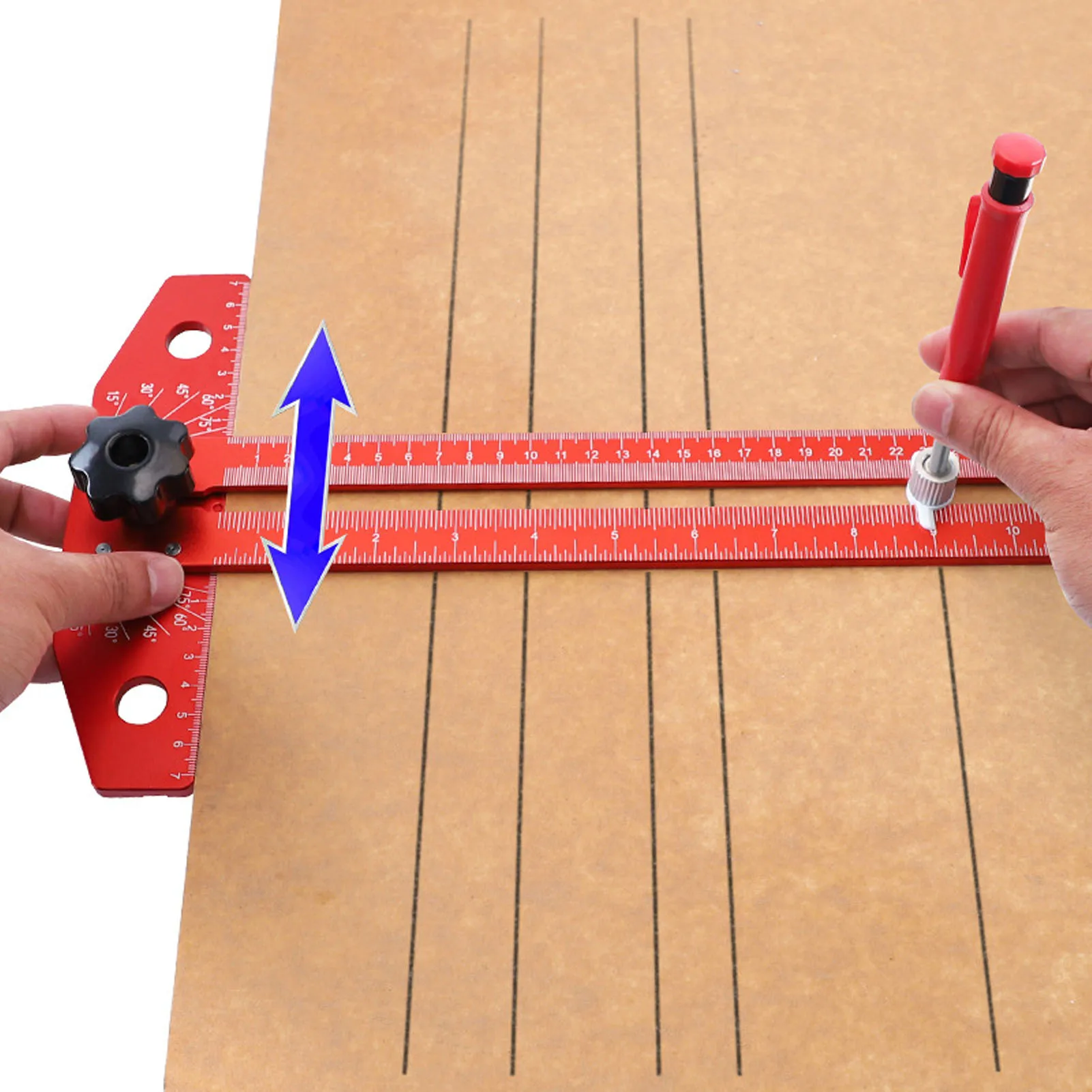 Aluminum Alloy T Square Ruler Protractor Woodworking Carpenter Layout Measuring Tool for Crafting