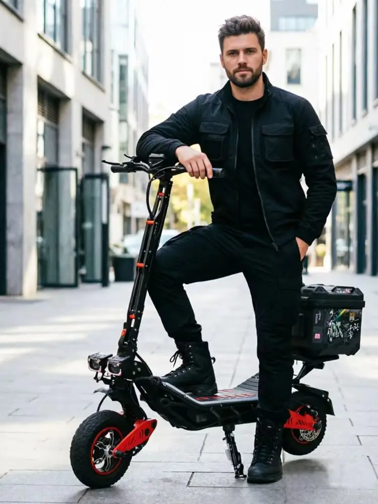 FREEBOY H10 Elektroroller 6000W Doppelmotor, 60V 28AH Batterie, Höchstgeschwindigkeit 75 km/h, abnehmbarer Werkzeugkasten, 12"-Reifen für Offroad-Fahrten, helle Front- und Rücklichter, faltbar und