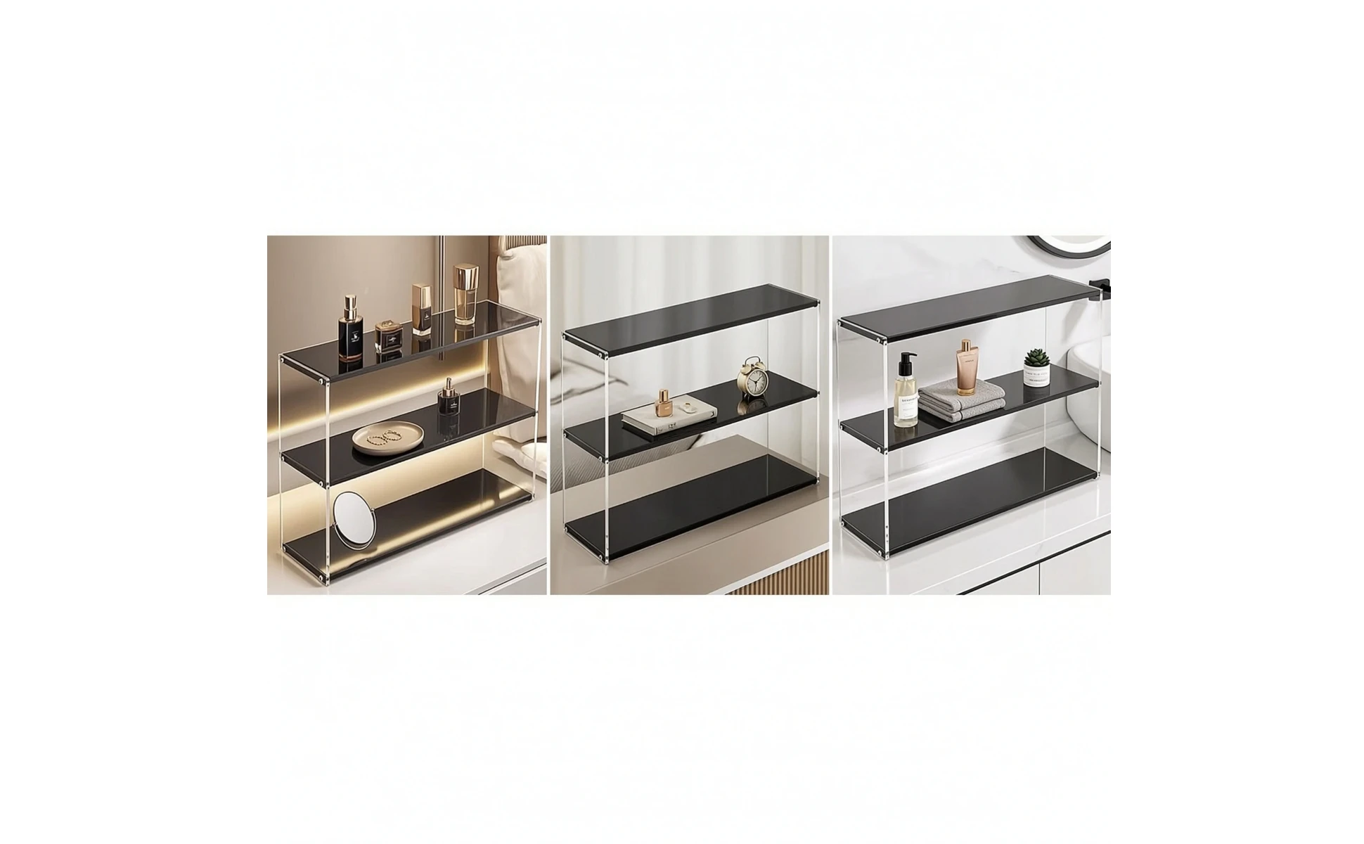 Countertop Storage Rack Clear Tabletop Organizer Facial Care Organizer Space-Saving Acrylic Riser Multi-Purpose for Vanity
