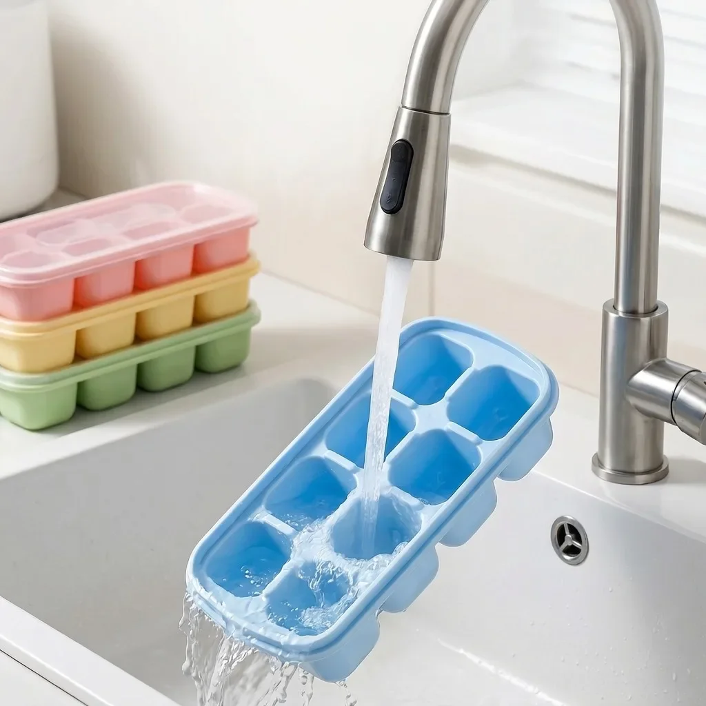 1/2/4pcs 8 Grids Plastic Ice Mold With Lid Reusable Ice Cube Tray Drink Whisky Ice Coolers Ice Cube Maker Kitchne Bar Tools - view 6