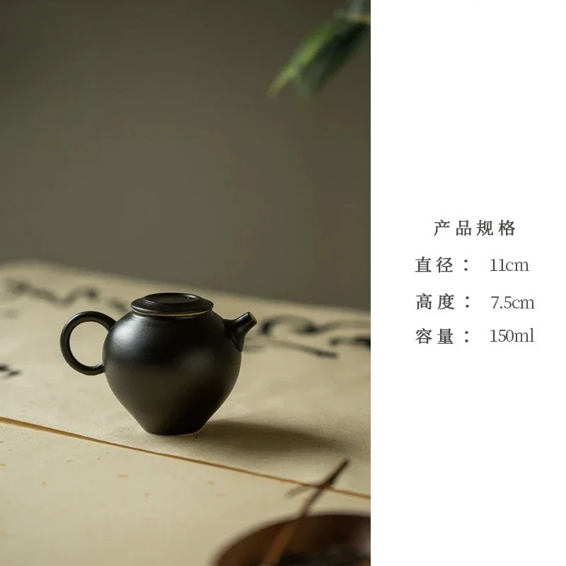 150ML Wabi Silent Wind Teapot Japanese Household Handmade Ceramic Brewing Teapot Creative Literati Tea Set Small Teapot Ornament