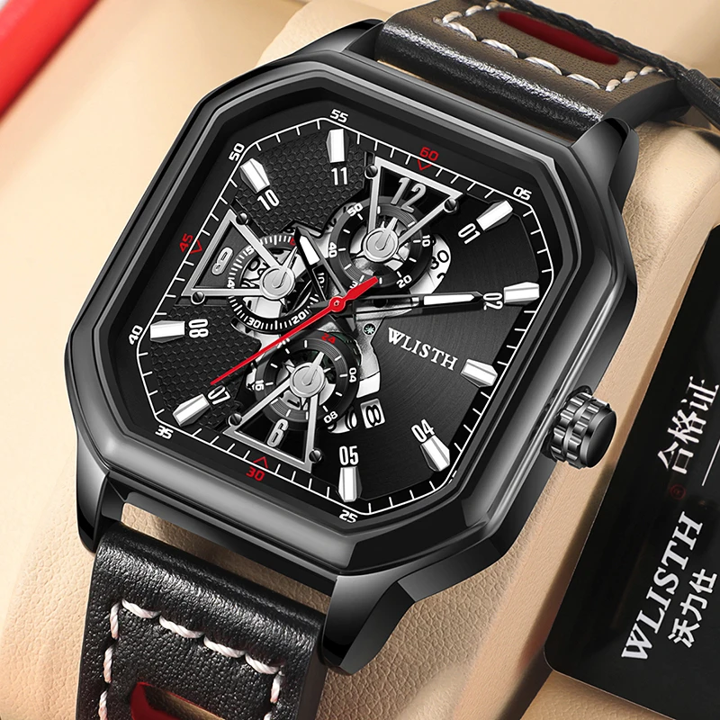 2024 new school season gift hot item square trendy cool quartz men\'s watch