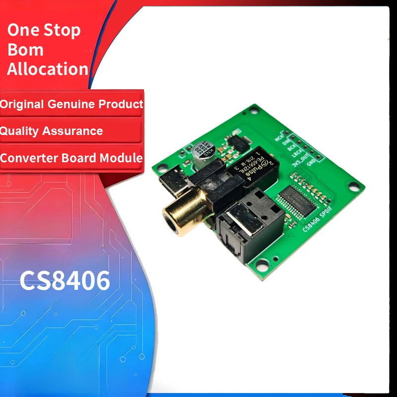 1/pc CS8406 I2S Input To Optical Fiber Coaxial SPDIF Output Converter Board Module Supports 24bit 44.1kHz To192kHz Sampling Rate