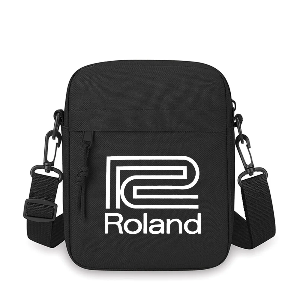 

White stylized logo Roland brand Men Crossbody Bag Single Shoulder Women Cartoon Anime Film Printing Design Unisex