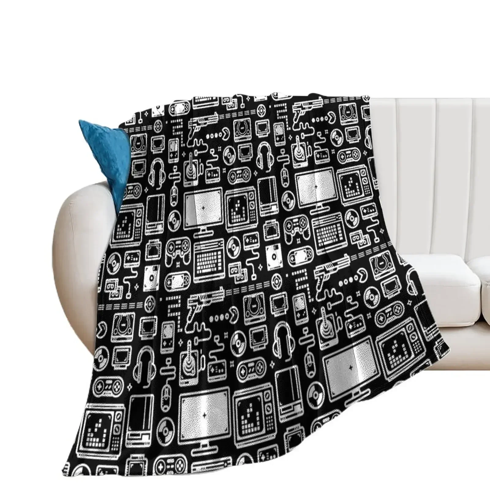 Retro Gamer Video Game Consoles, PC's, Controllers, Joysticks and Gamepads Throw Blanket Custom for sofa Hair Blankets