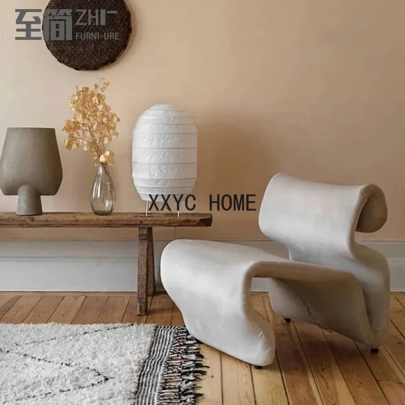Special-Shaped Fabric Curved Wave Leisure Recliner Lazy Sofa Model Room Living Room Leisure Chair