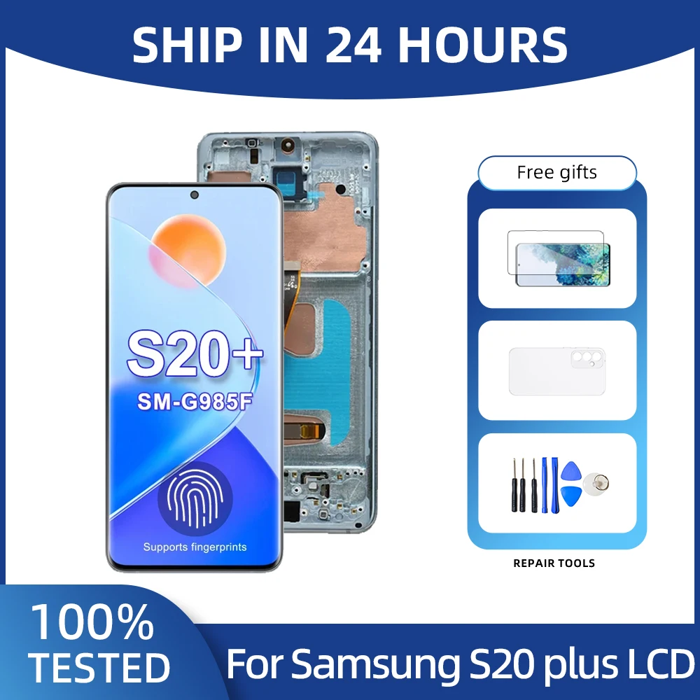 

6.7" Screen Replacement S20 Plus With Frame For Samsung Galaxy S20+ G985 G985F Lcd Display Digital Touch Support Fingerprint