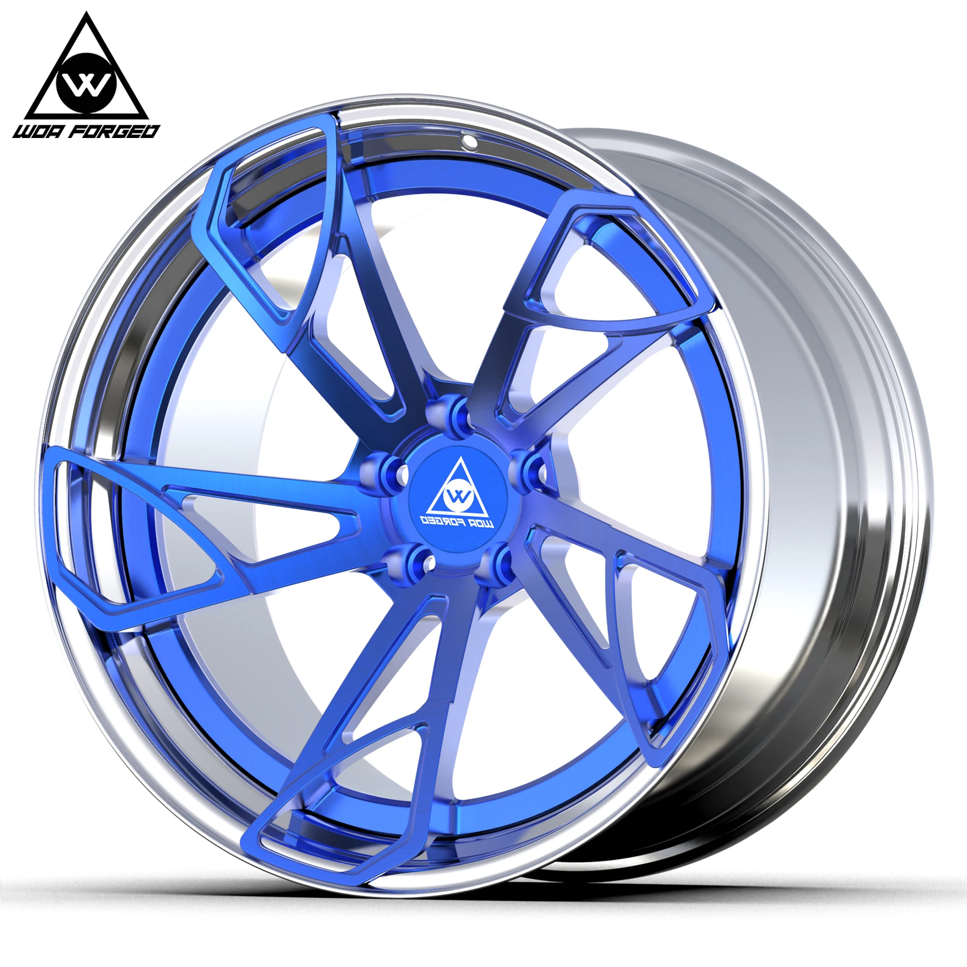 Customized 6061T6 Hot Design Aluminum Lightweight 2 Piece Wheels Forged Alloy Wheel 18 19 20 21 22 Inch Blue Disc Aluminum Rim f