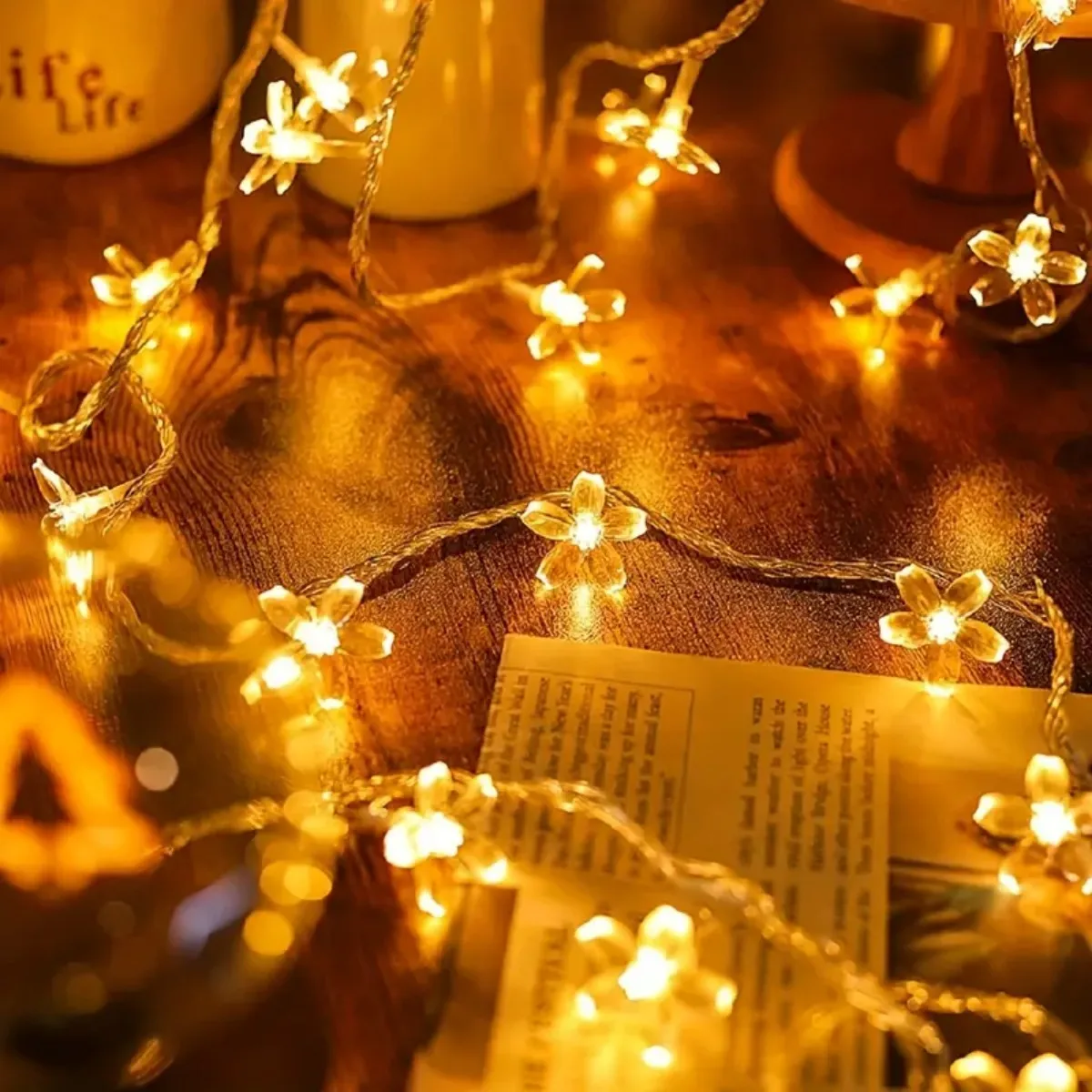 1pc 10M 80LED Cherry Blossom Flower String Lights With 8 Lighting Modes USB Powered for Home Garden Party Festival Decoration