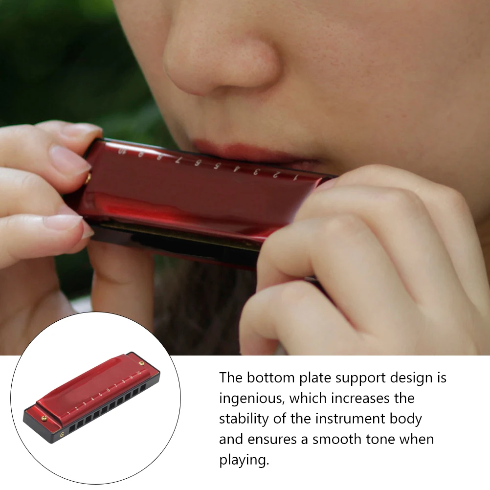 

1pc Copper Cover Harmonica Durable Waterproof 10-hole Blues Musical Instrument Toy for Adults Kids Party Favor