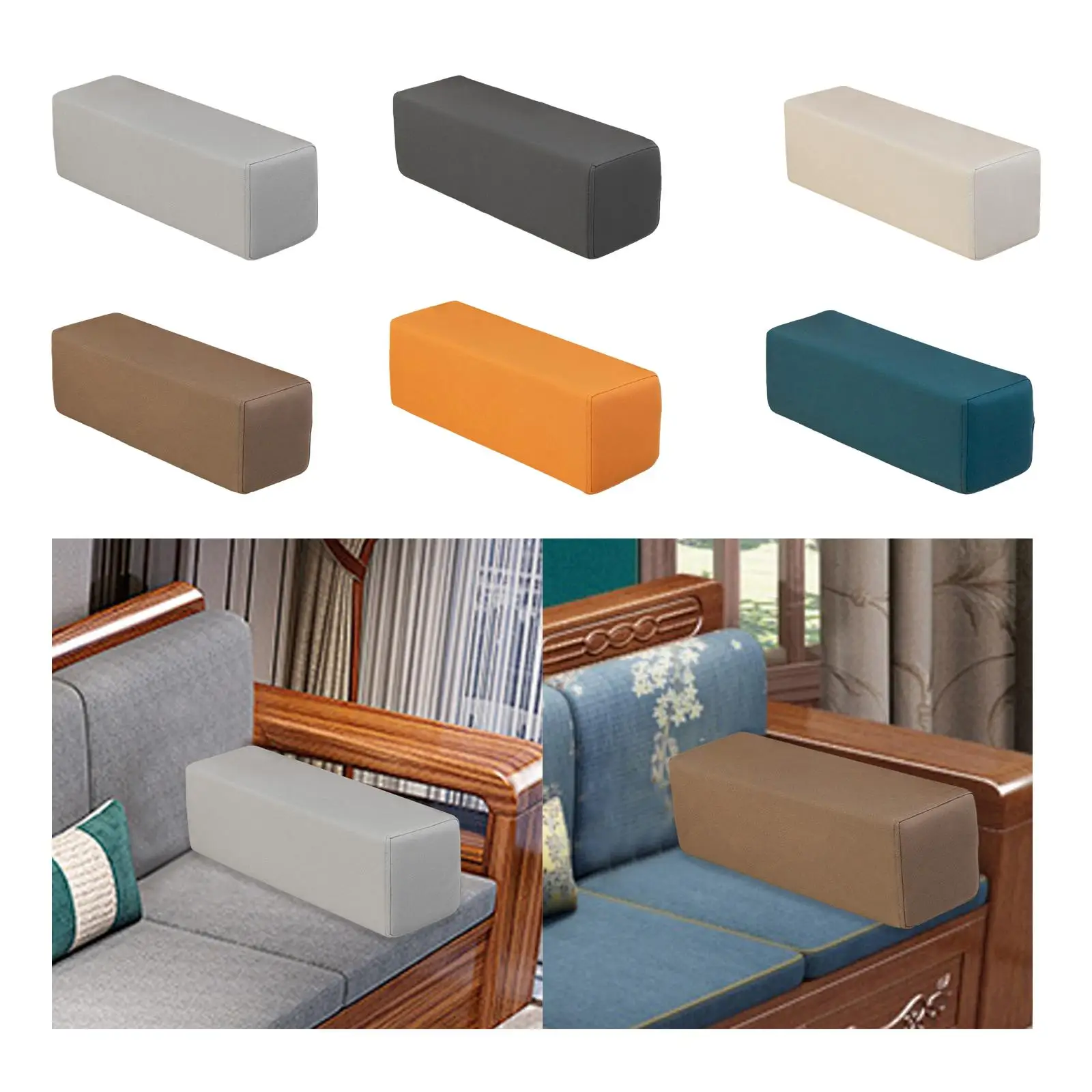 Sofa Arm Rest Pillow with Washable Pillowcase Multifunction Rectangular Cushion for Office Living Room Bedroom Home Working