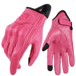 Suomy Women Pink Motorcycle Gloves Touch Screen Leather Electric Bike Glove Cycling Full Finger Motocross Luvas Da Motocicleta