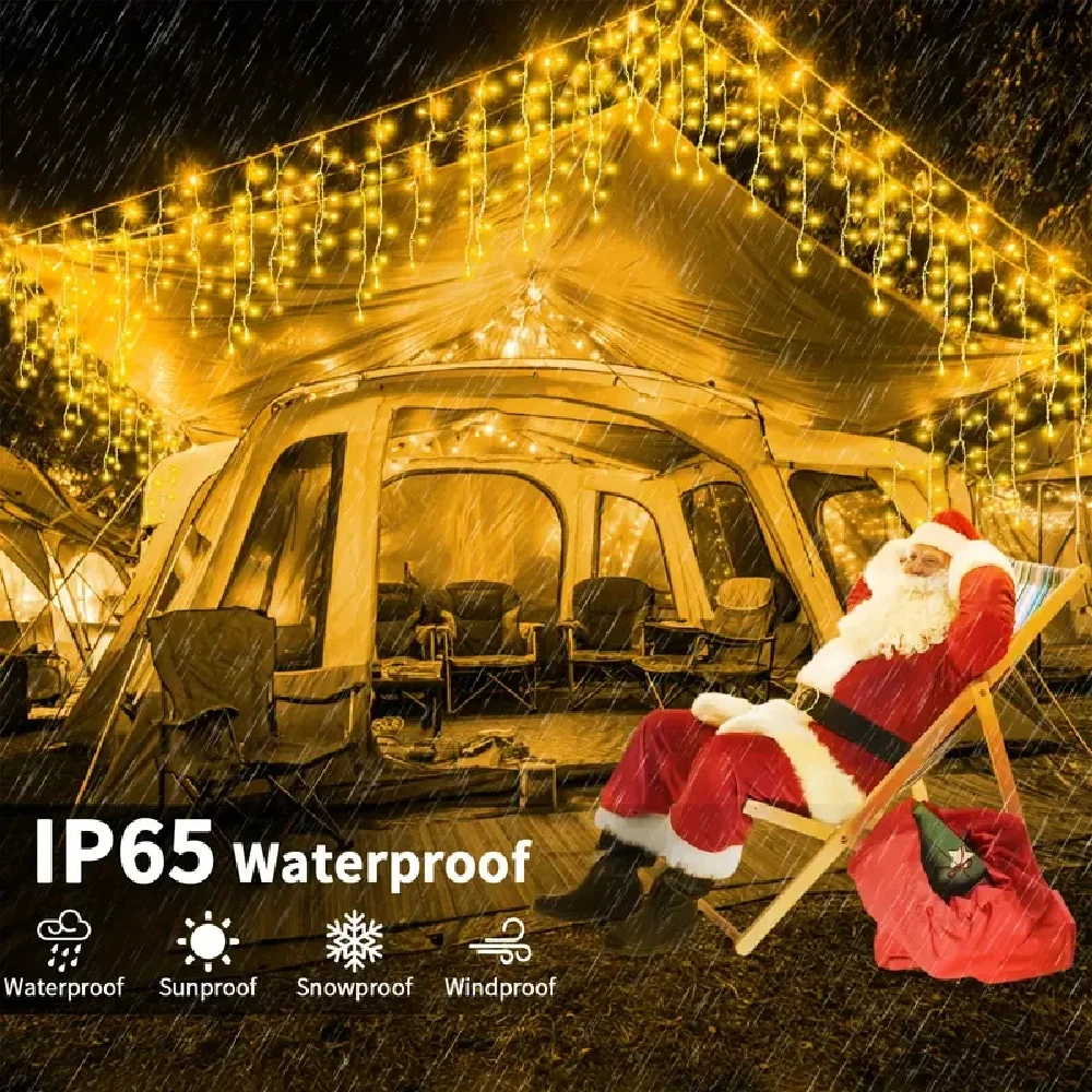 

Светодиодные гирлянды-сосульки на солнечных батареях 162/96 LED, 8 режимов, водонепроницаемые, для наружного и внутреннего освещения сада, комнаты, праздников